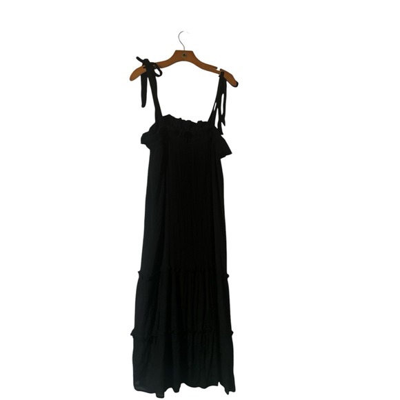 Perch Blu Pepper Ruffled Tiered Black Maxi SunDress Plus 1X - Picture 4 of 10